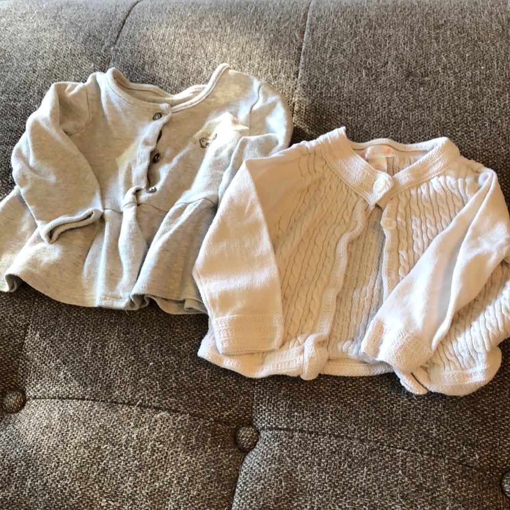 GIRLS CARDIGAN bundle cream and grey 9 month